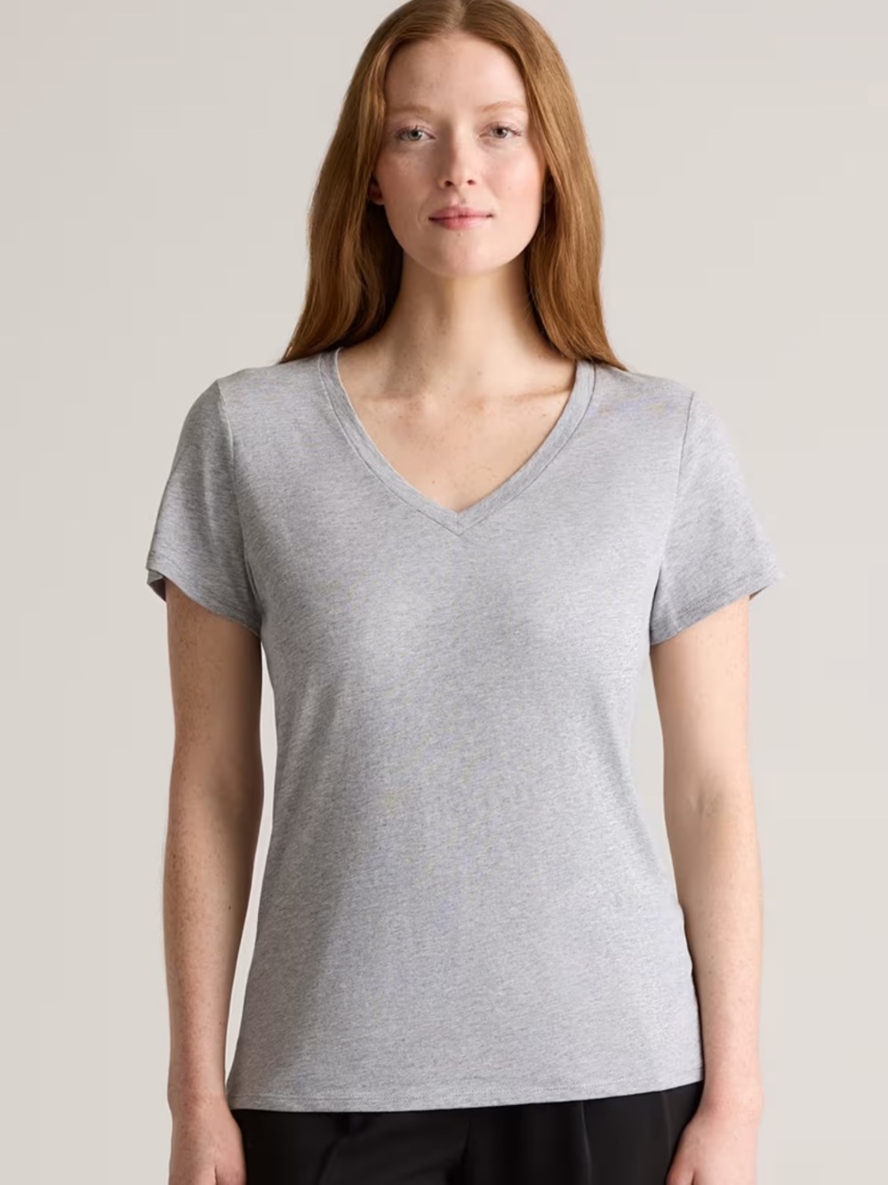 Quince Cotton Modal V Neck Heather Gray NEW